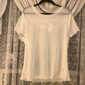 ❤️5 for $20❤️GAP Sheer White Short Sleeve Top